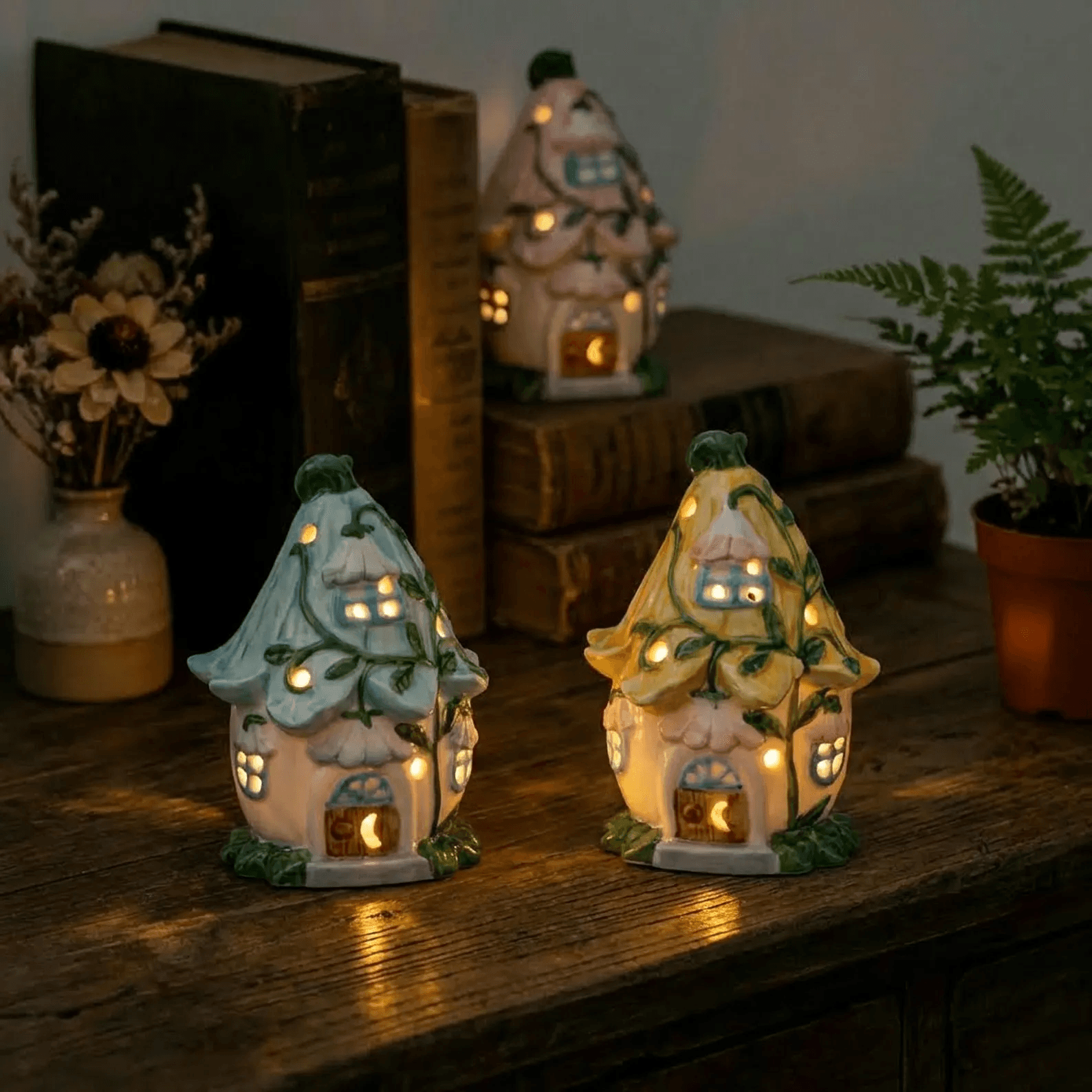 Ceramic Fairy Cottage Desk Light