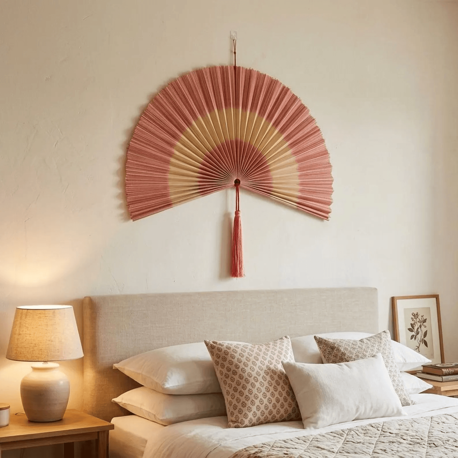Dusty Rose Boho Wall Fan