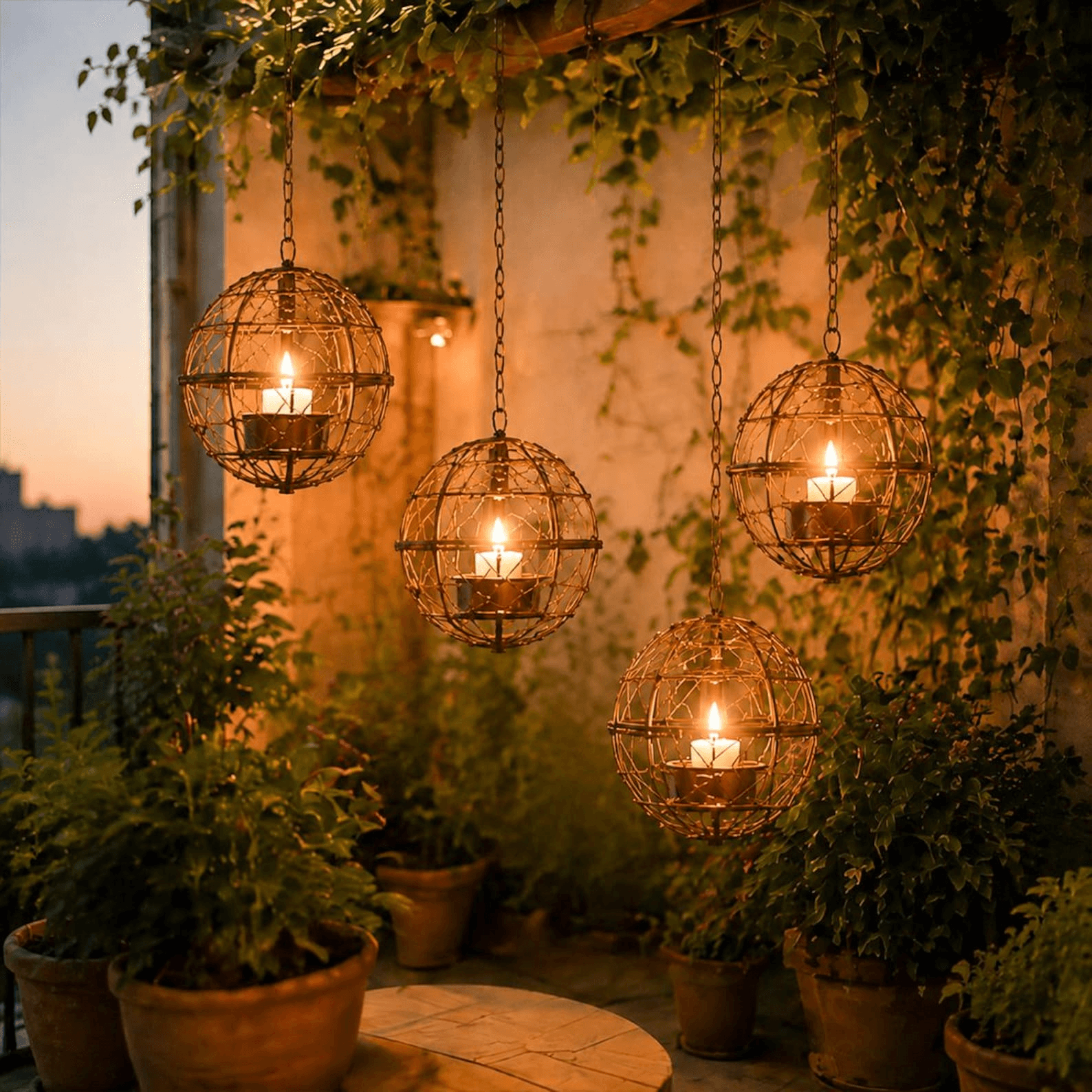 Waterproof Solar Hanging Wire Globe Lanterns