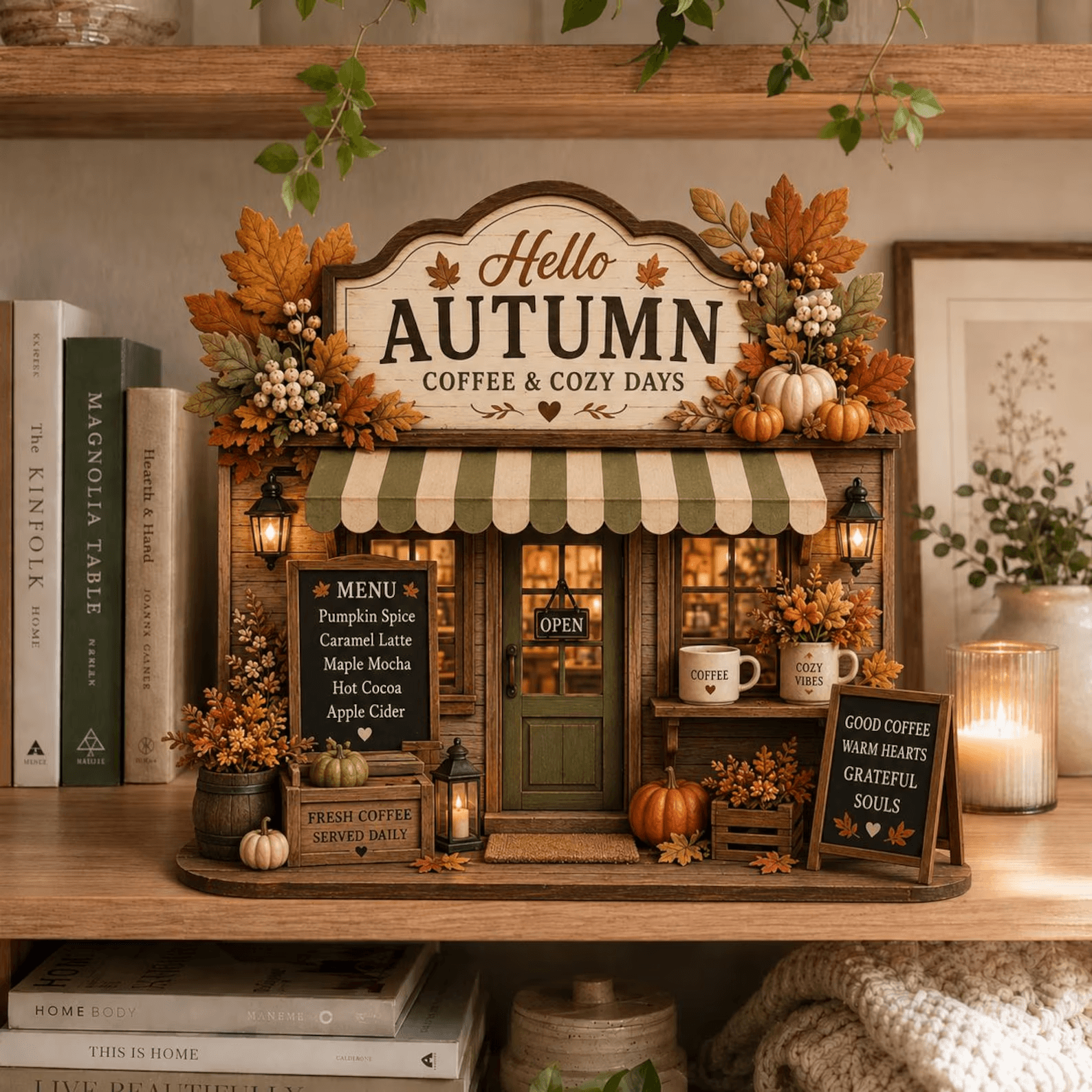 AuAutumn Coffee Shop Shelf Sitter,