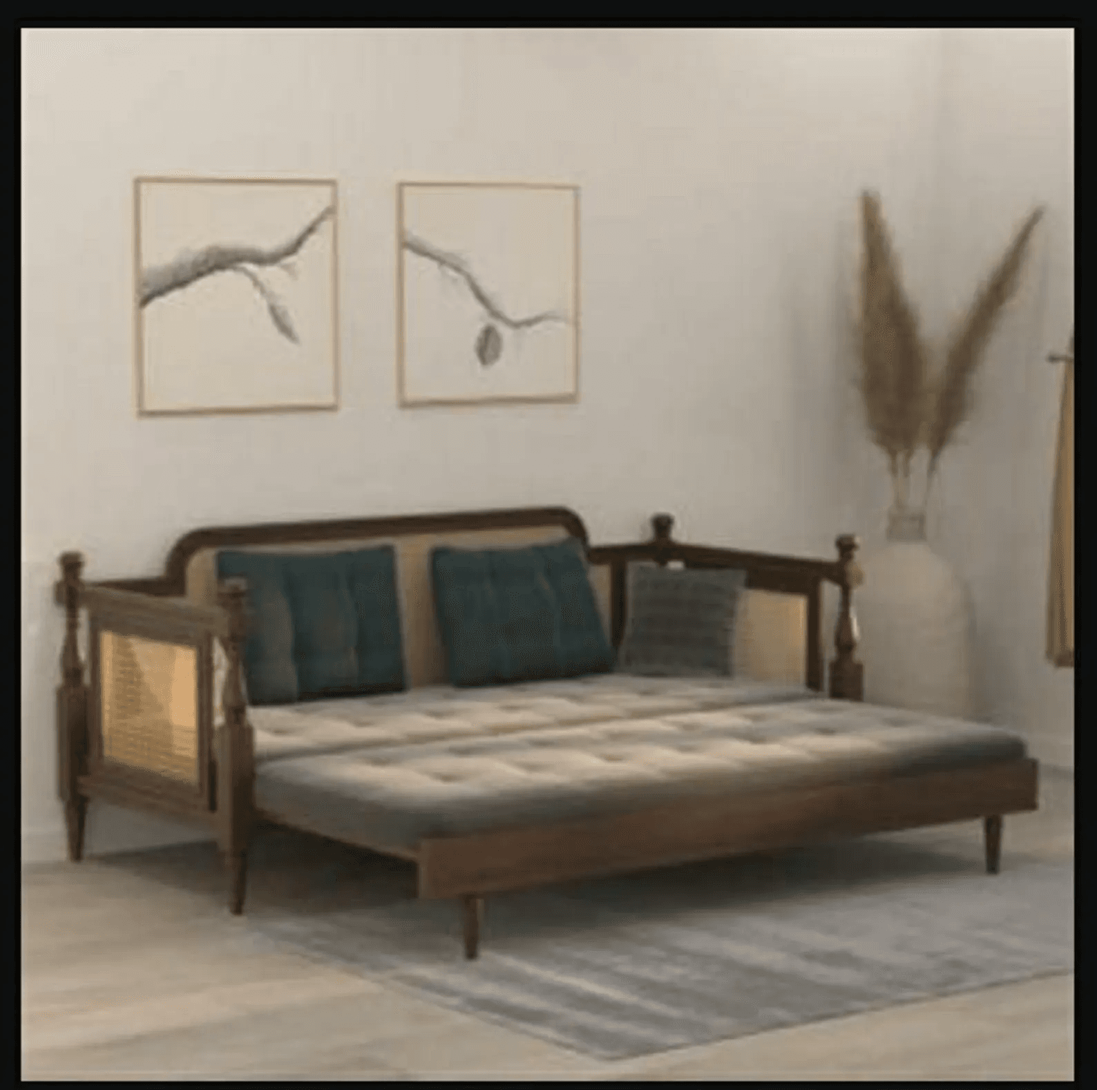 Handmade Rattan Daybed Sofa Bed