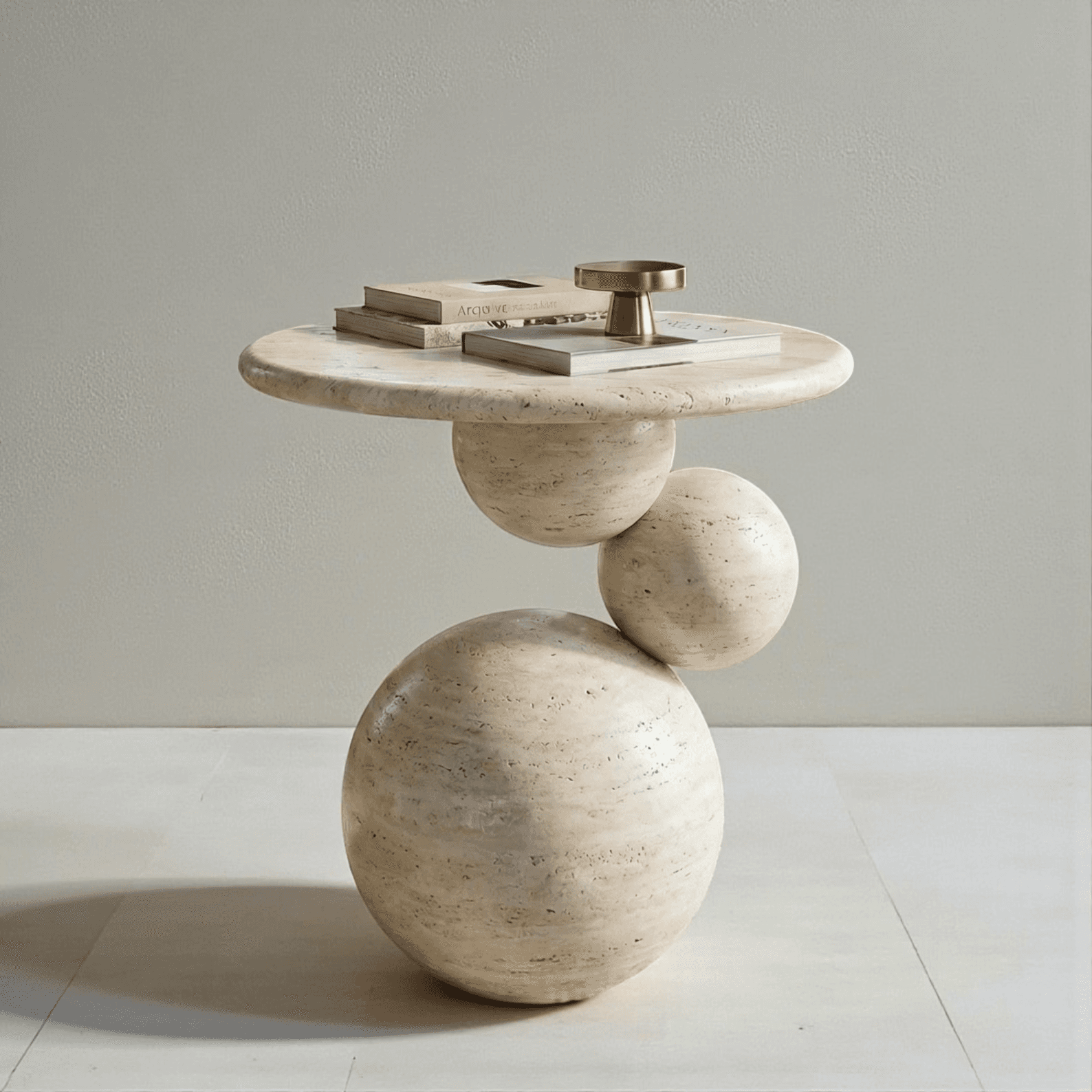 Handmade Natural Travertine Side Table