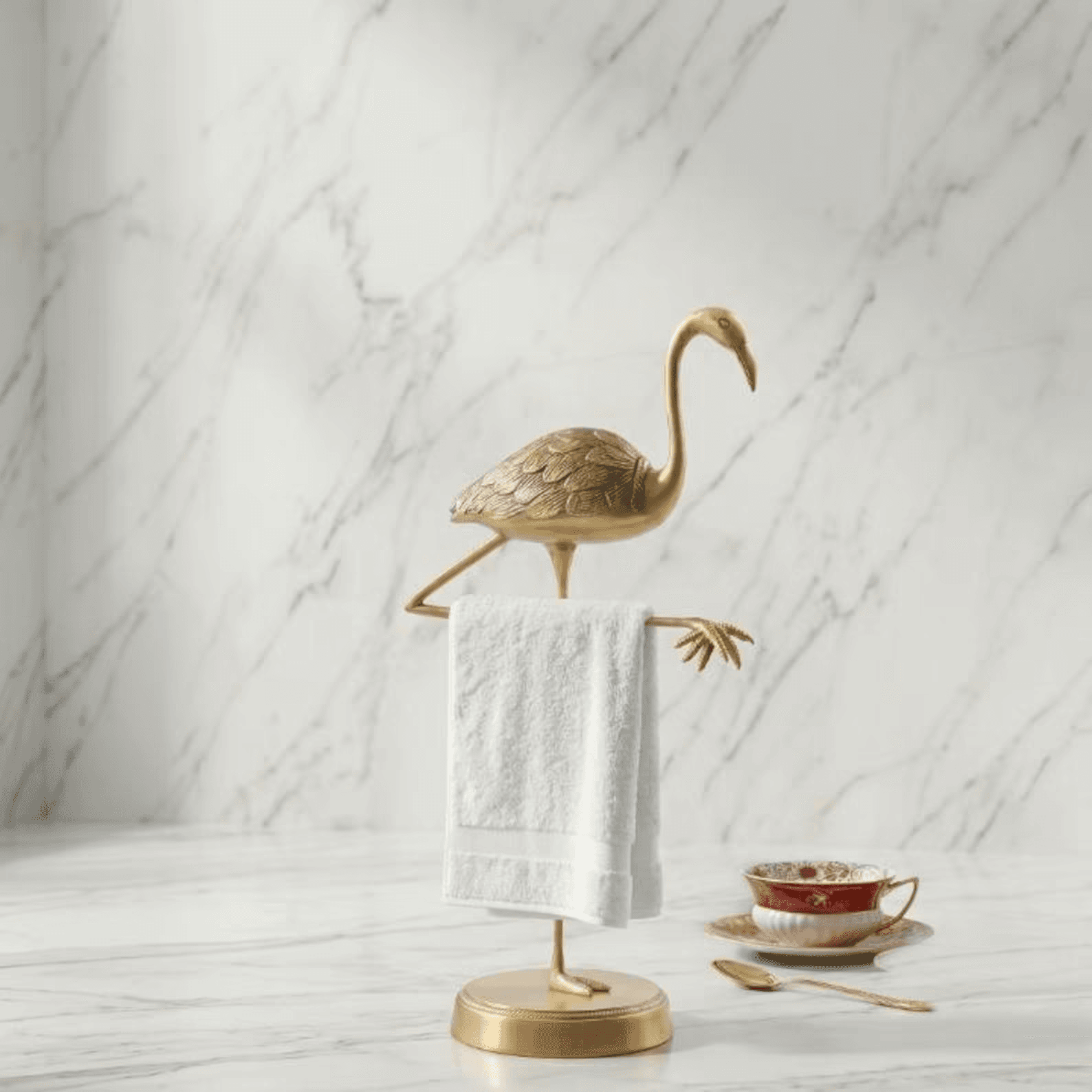 Gold Crane Towel Stand,