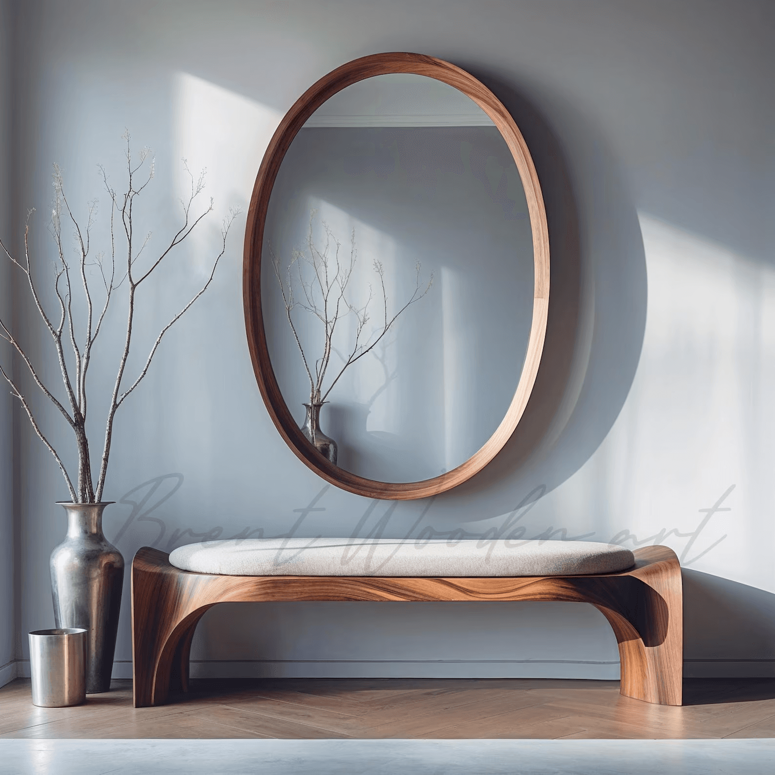 Walnut Wood Entryway Bench