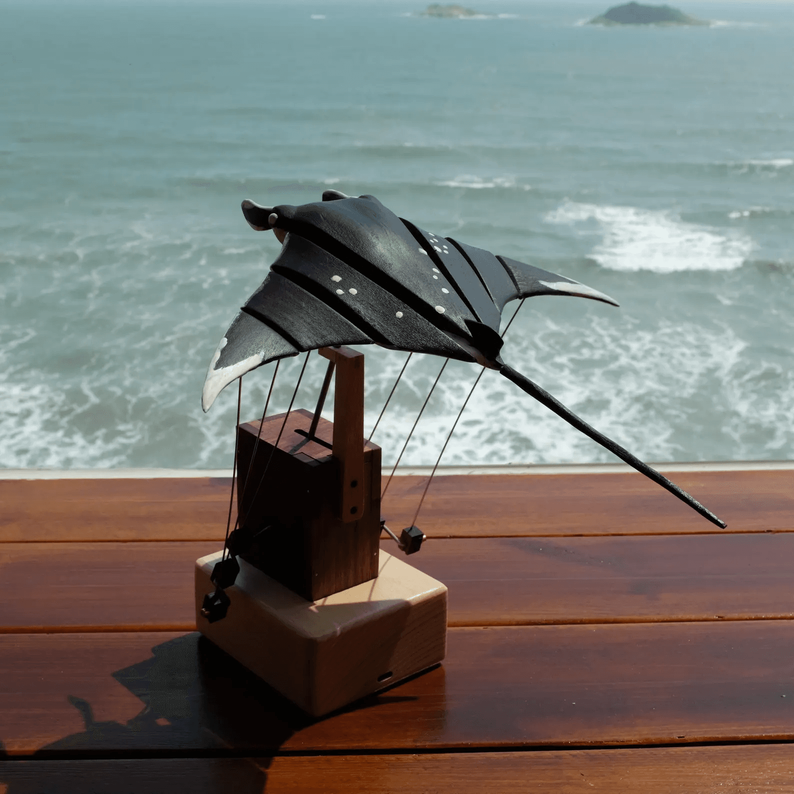 Wooden Manta Ray Automata Glow Constellation,