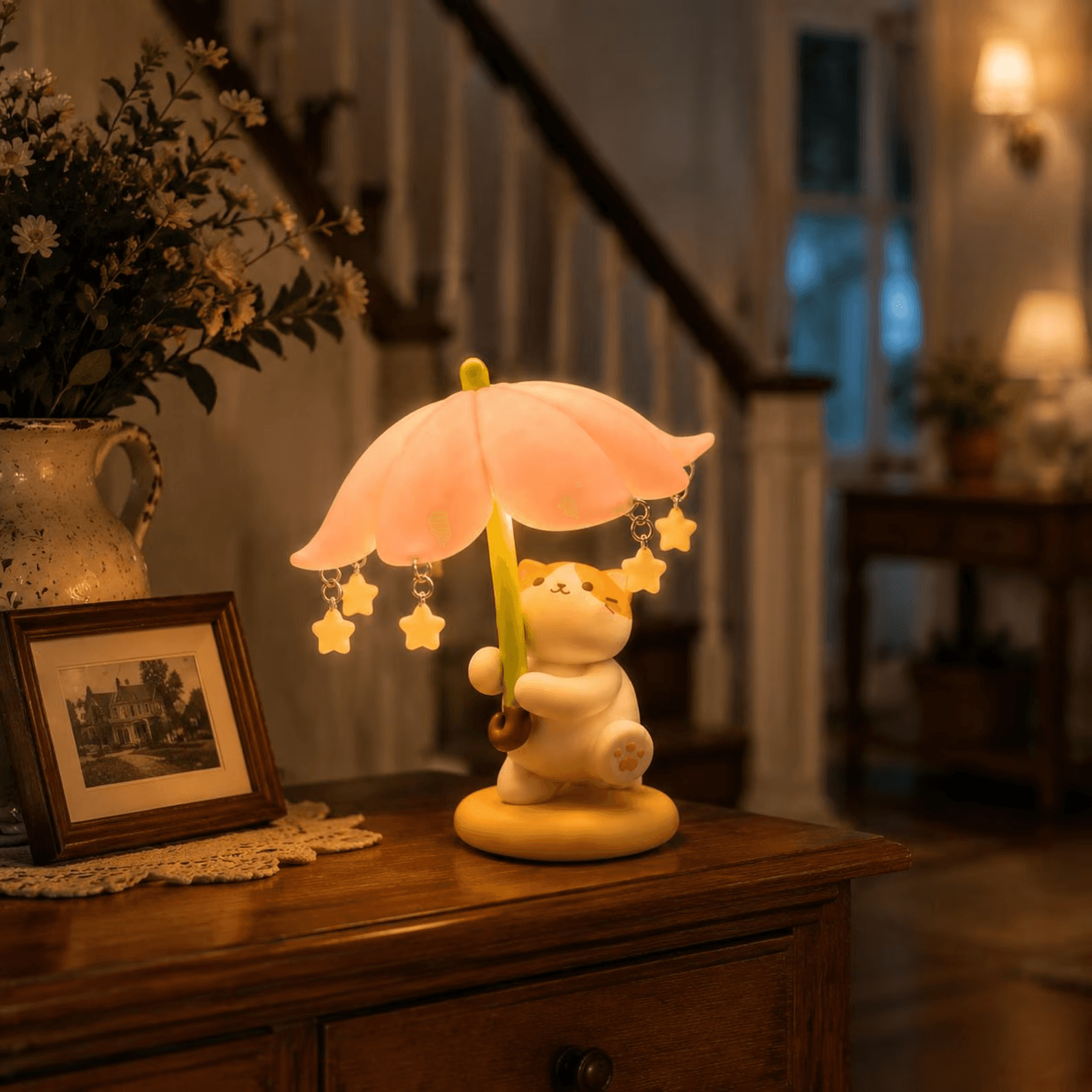 Handmade Cat Umbrella Night