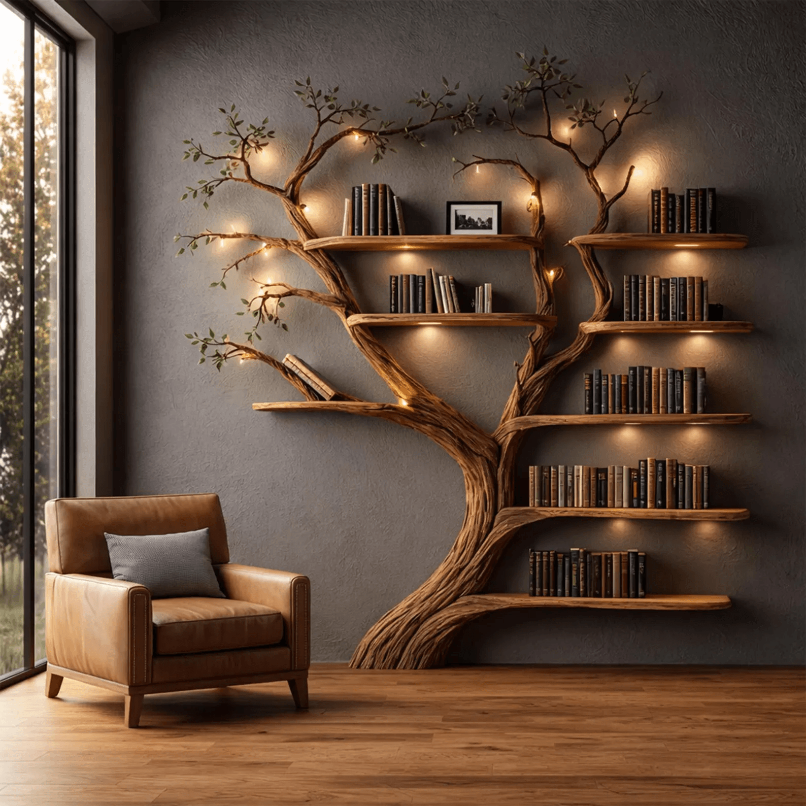Rustic Organic Tree Bookshelf