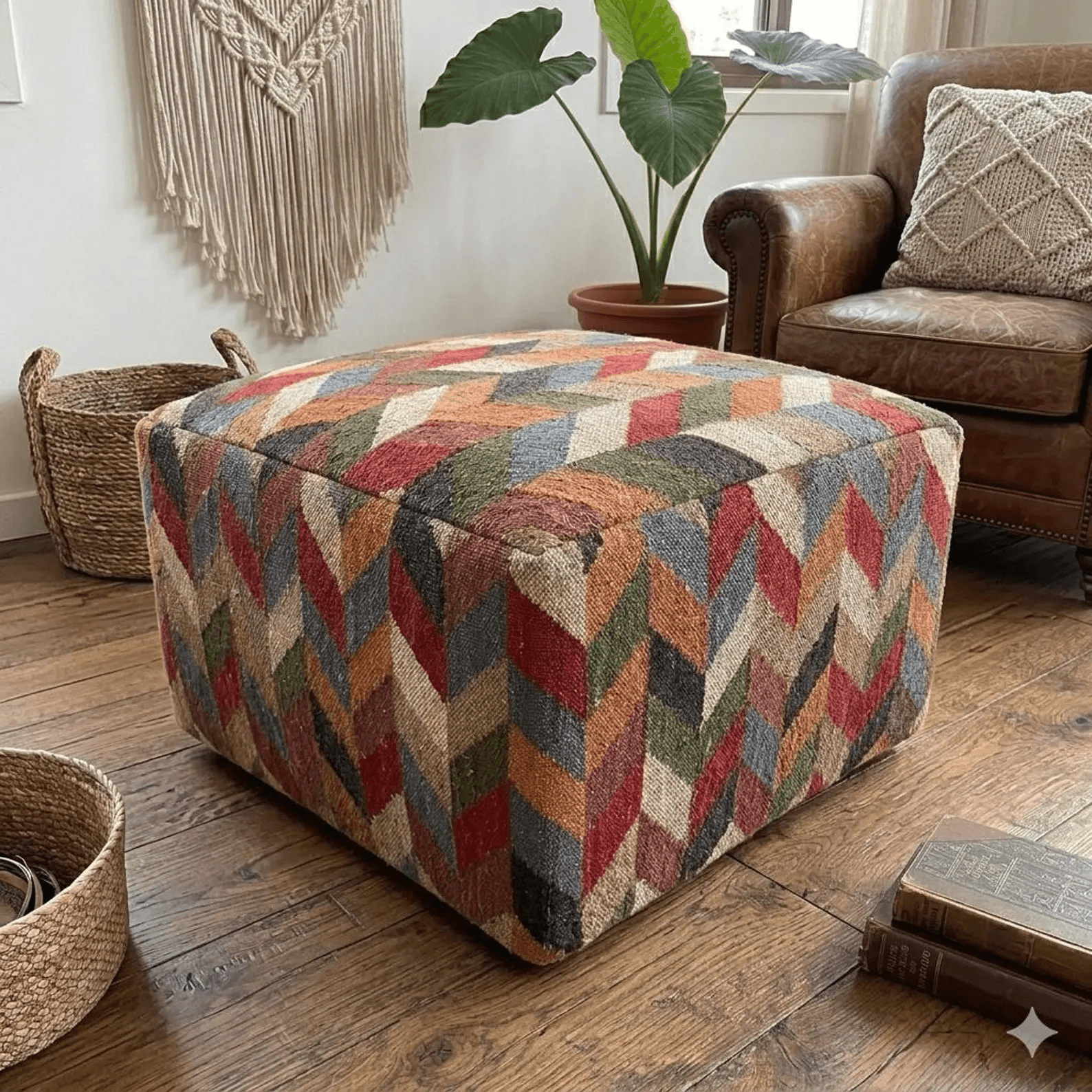 Handmade Kilim Pouf Ottoman